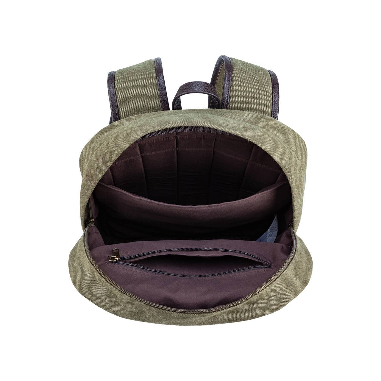 Two Tone Canvas Backpack - Moss & Umber