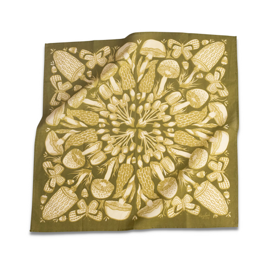 Mushrooms Bandana - Army & Ivory