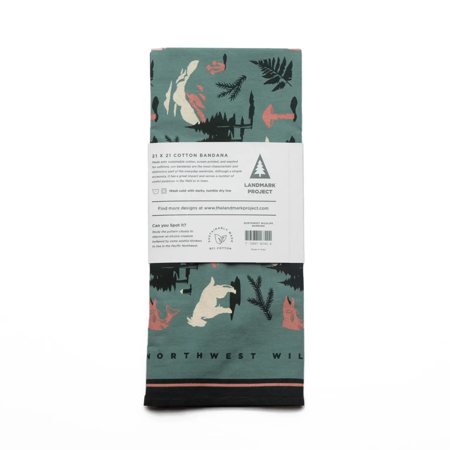 Northwest Wildlife Bandana - Mint & Seaweed