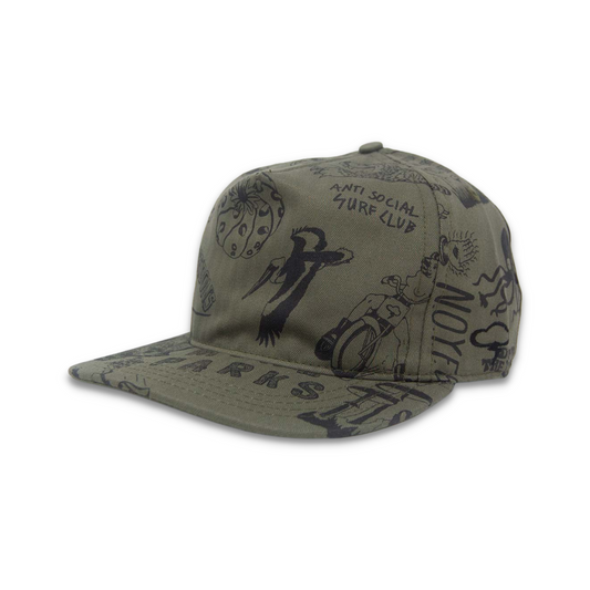 Doodle Strapback - Olive Grey