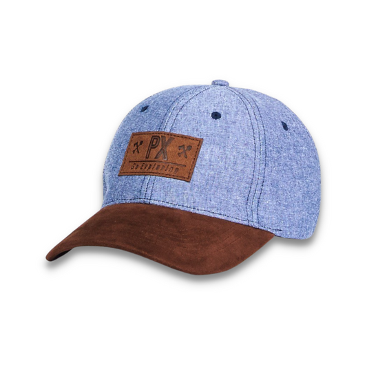 Chambray Dad Hat - Light Blue & Brown