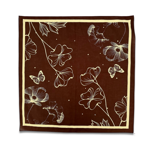 Poppy Blossom Bandana - Earthy Cocoa