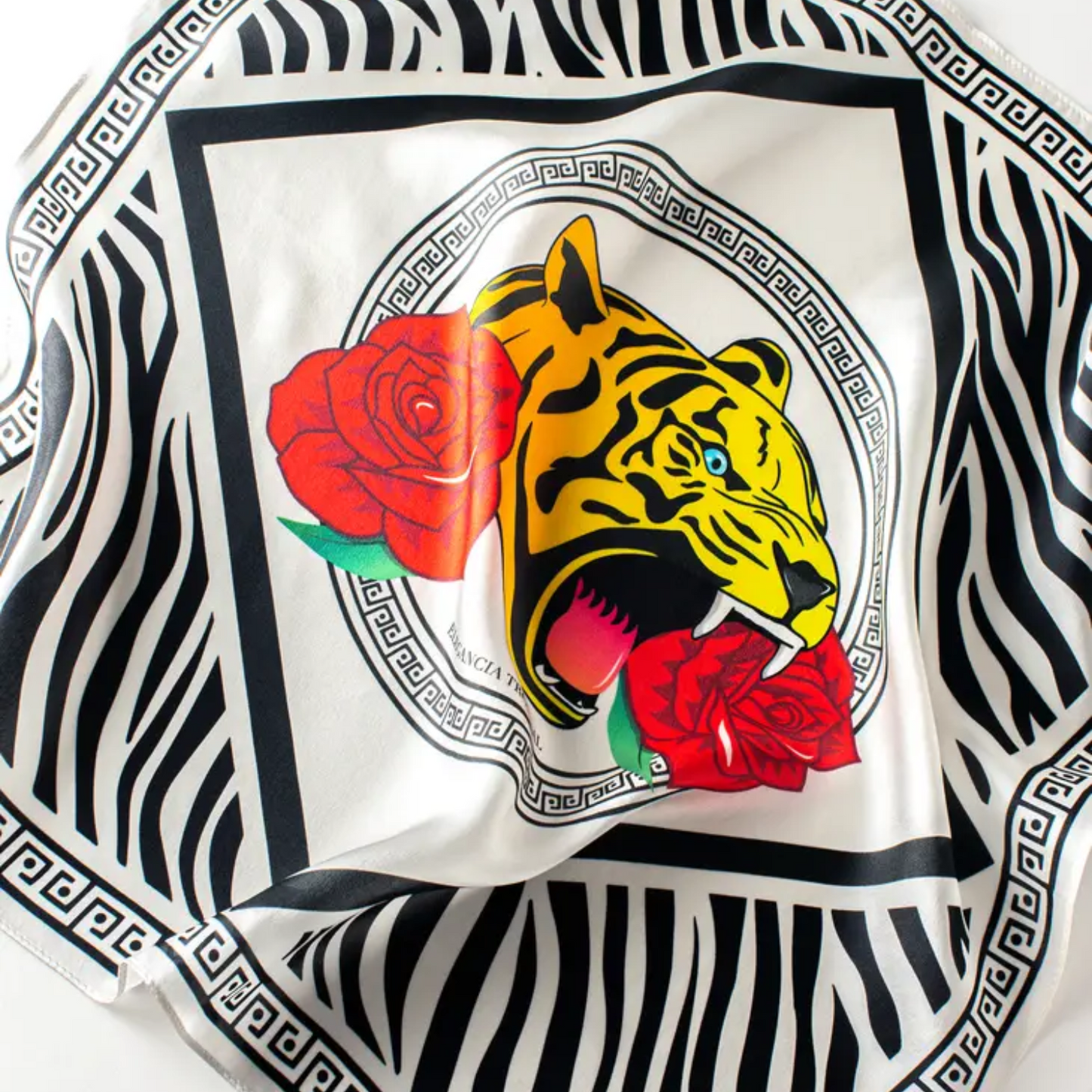 Tigre Rose Silk Bandana - Sable