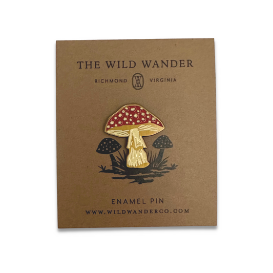 Wild Mushroom Enamel Pin - Red