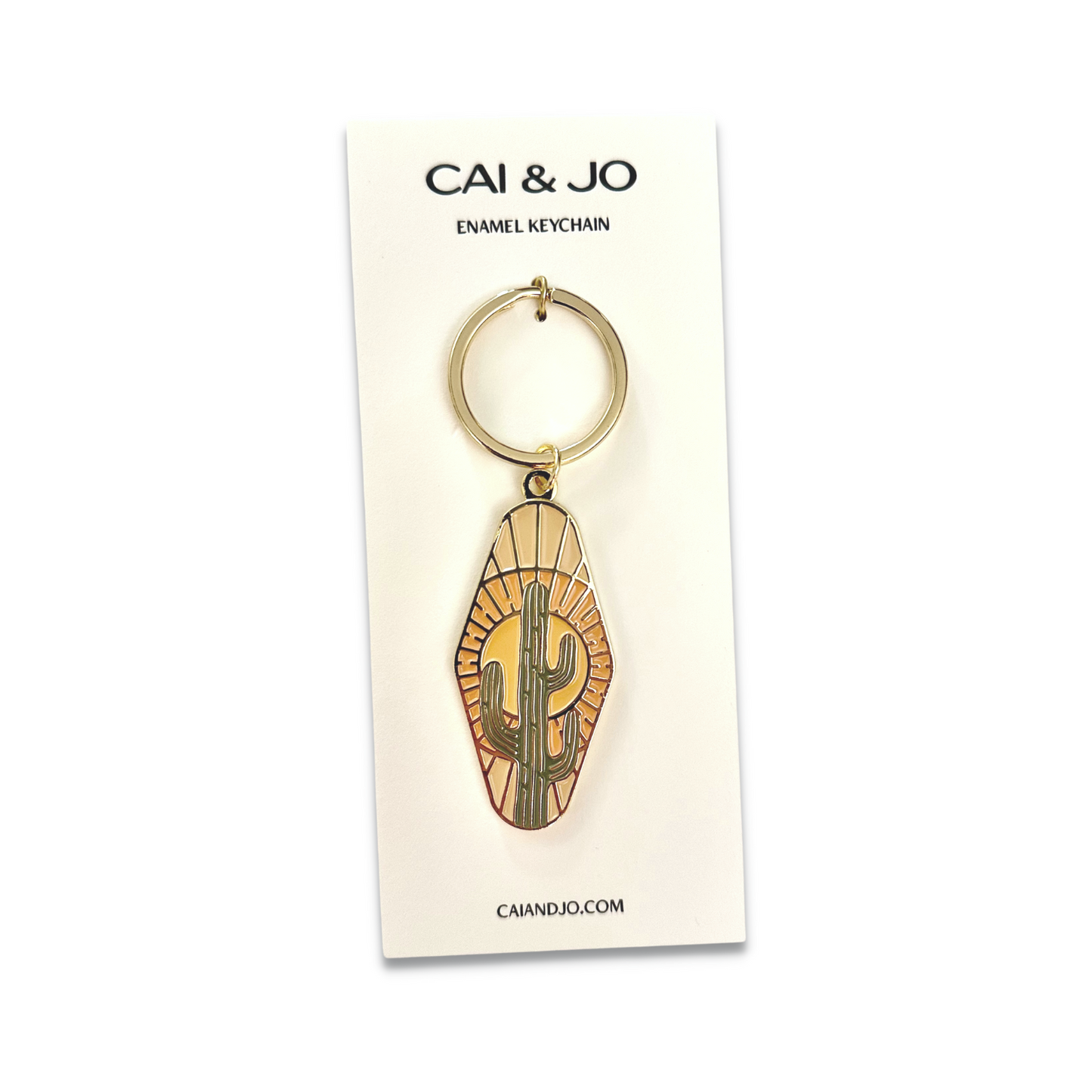 Cactus Enamel Keychain - Sage & Shades of Yellow