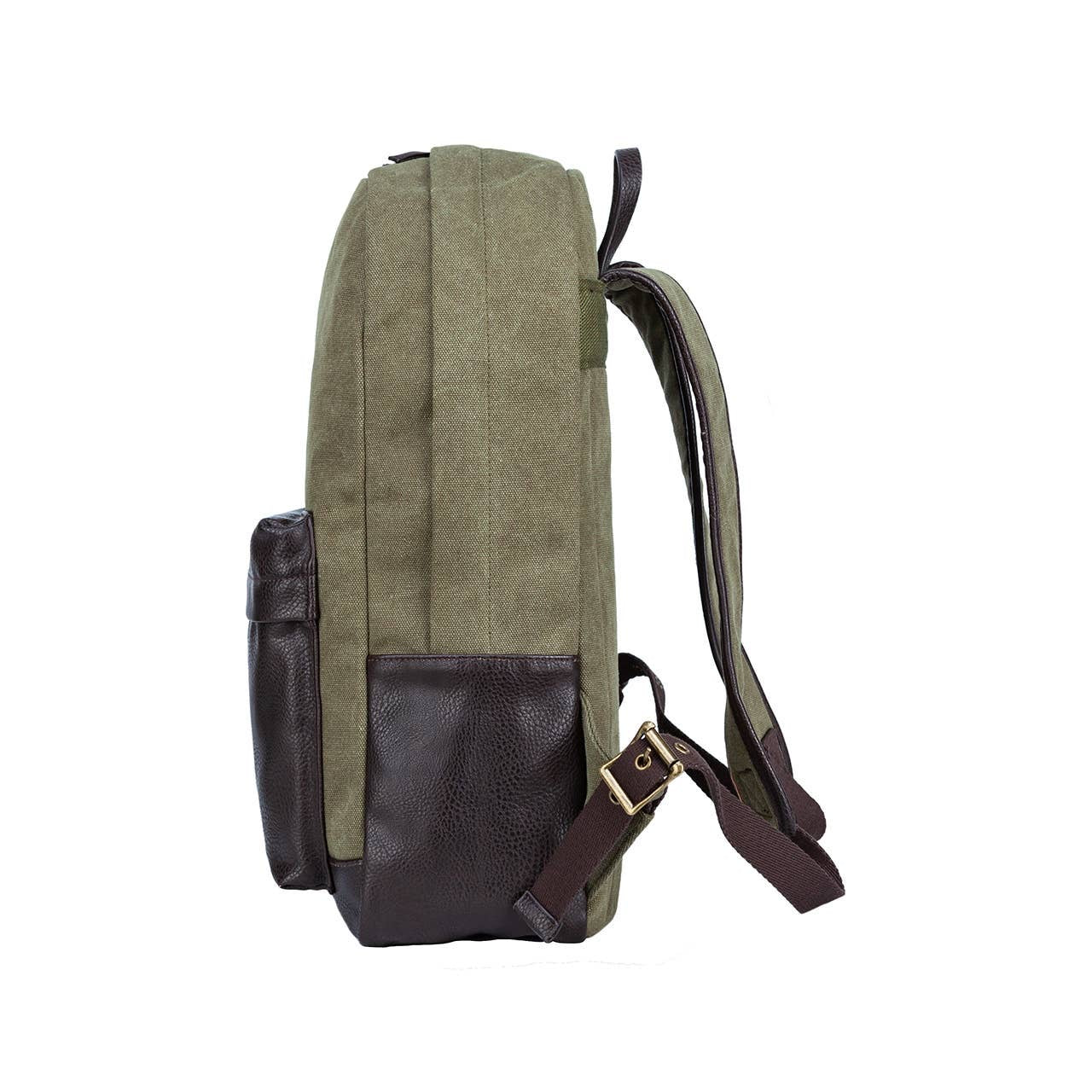 Two Tone Canvas Backpack - Moss & Umber