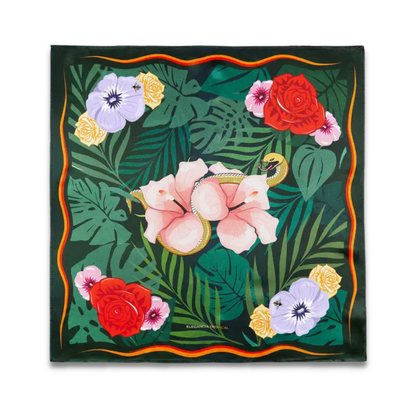 Jungle Notte Silk Bandana - Dark Green