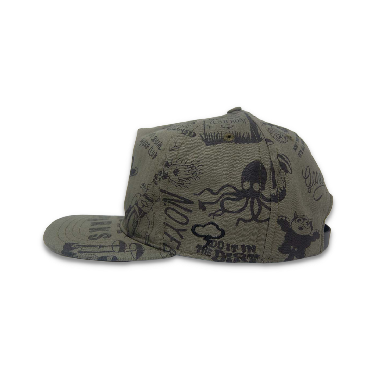 Doodle Strapback - Olive Grey