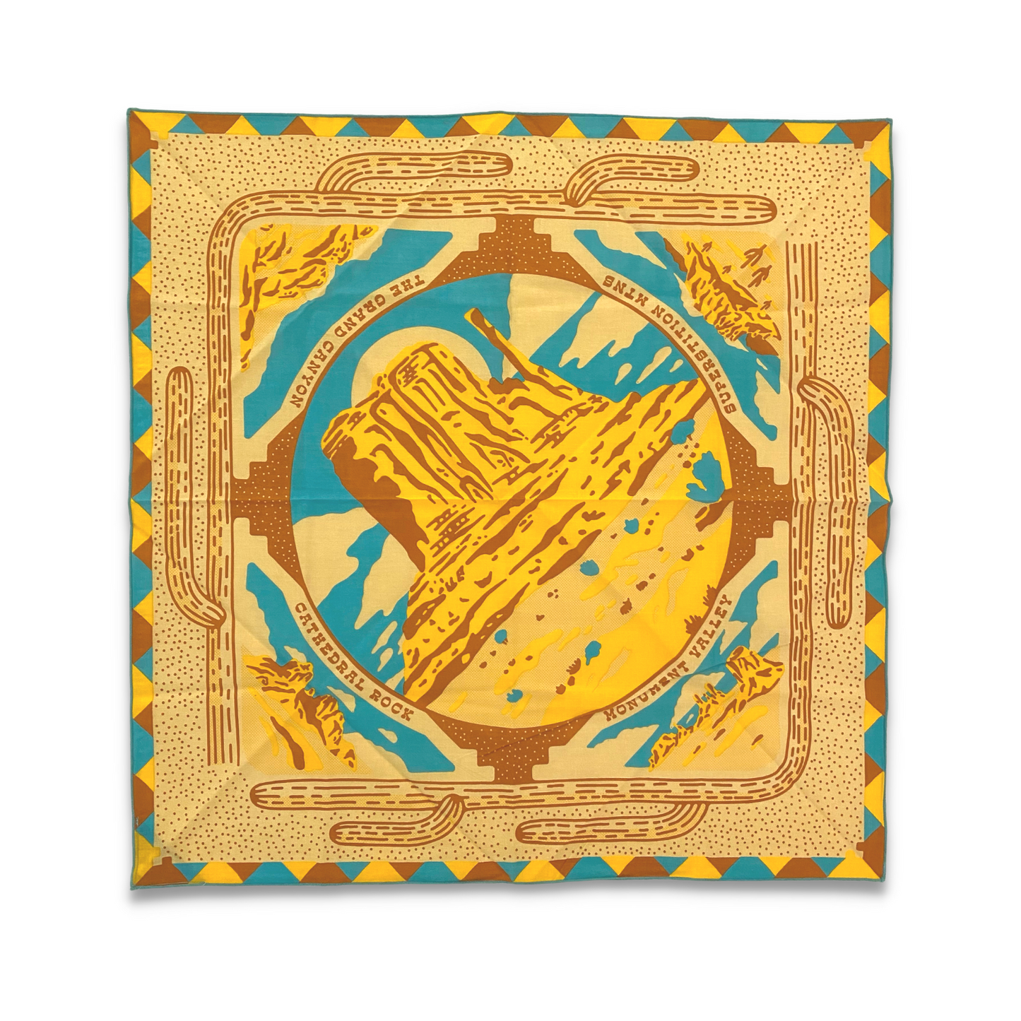 Southwest Monuments Bandana - Turquoise & Golden Brown