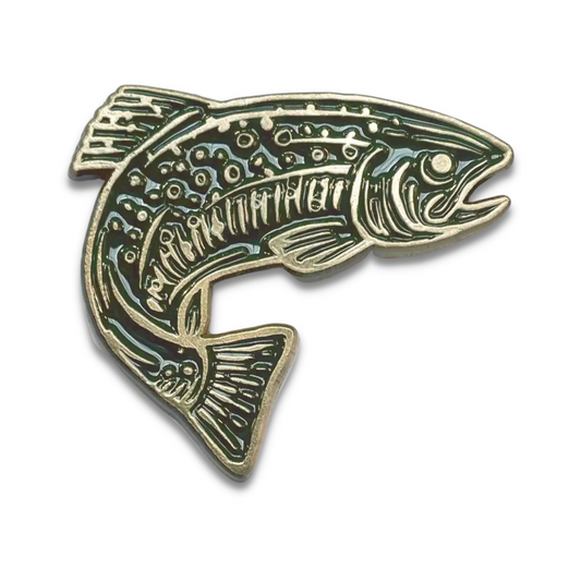 Trout Enamel Pin - Hunter Green & Antique Gold