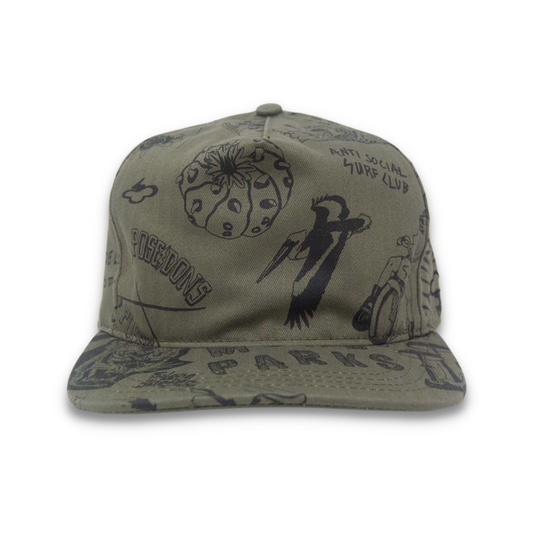 Doodle Strapback - Olive Grey