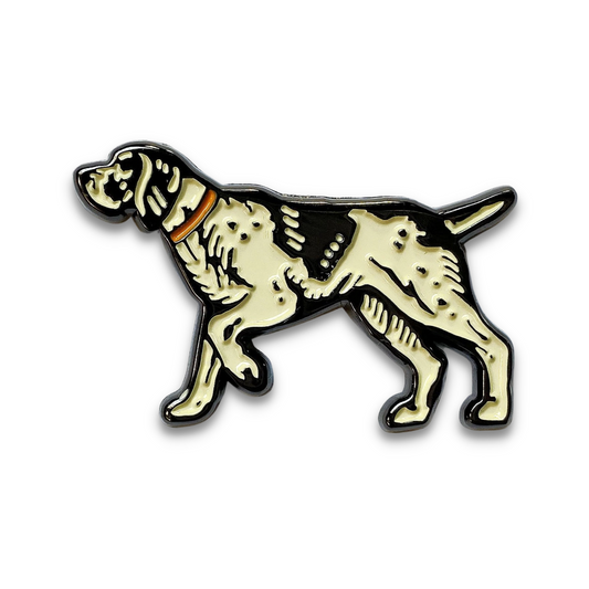 Pointer Enamel Pin - Black Nickel, Blaze Orange & Off White