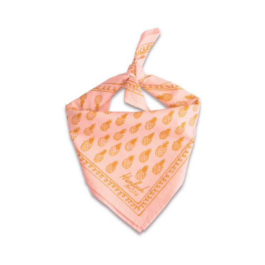 Pineapples Bandana - Salmon & Gold