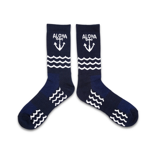 Aloha Anchor Crew Socks - Admiral & Navy