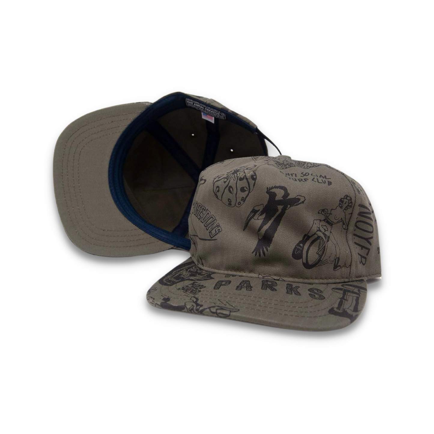 Doodle Strapback - Olive Grey