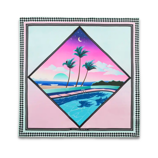 Club Tropicana Silk Bandana - Shades of Blue & Pink