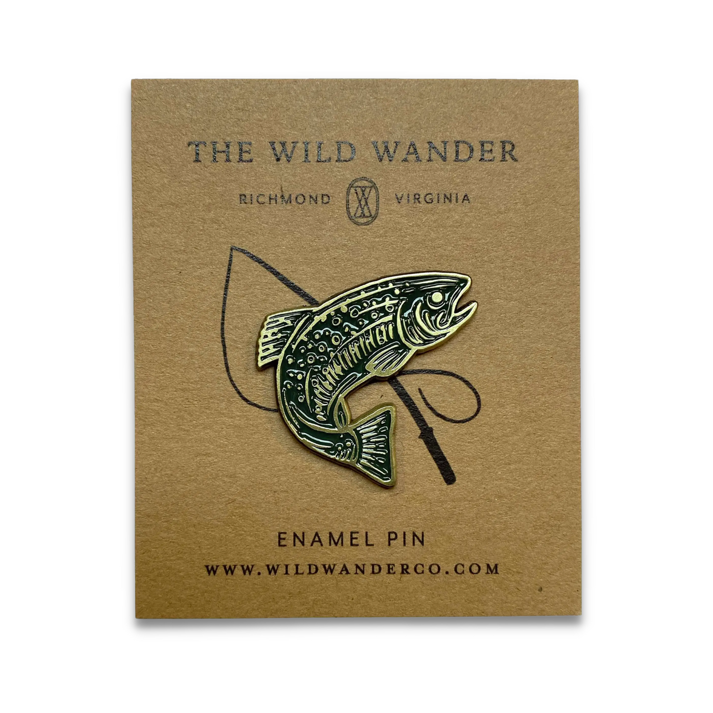 Trout Enamel Pin - Hunter Green & Antique Gold