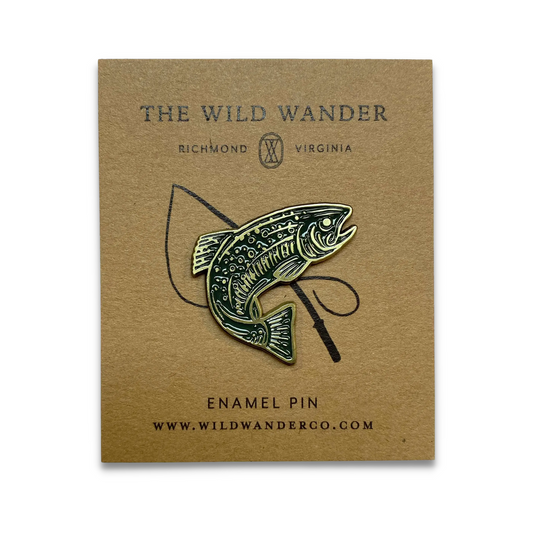 Trout Enamel Pin - Hunter Green & Antique Gold